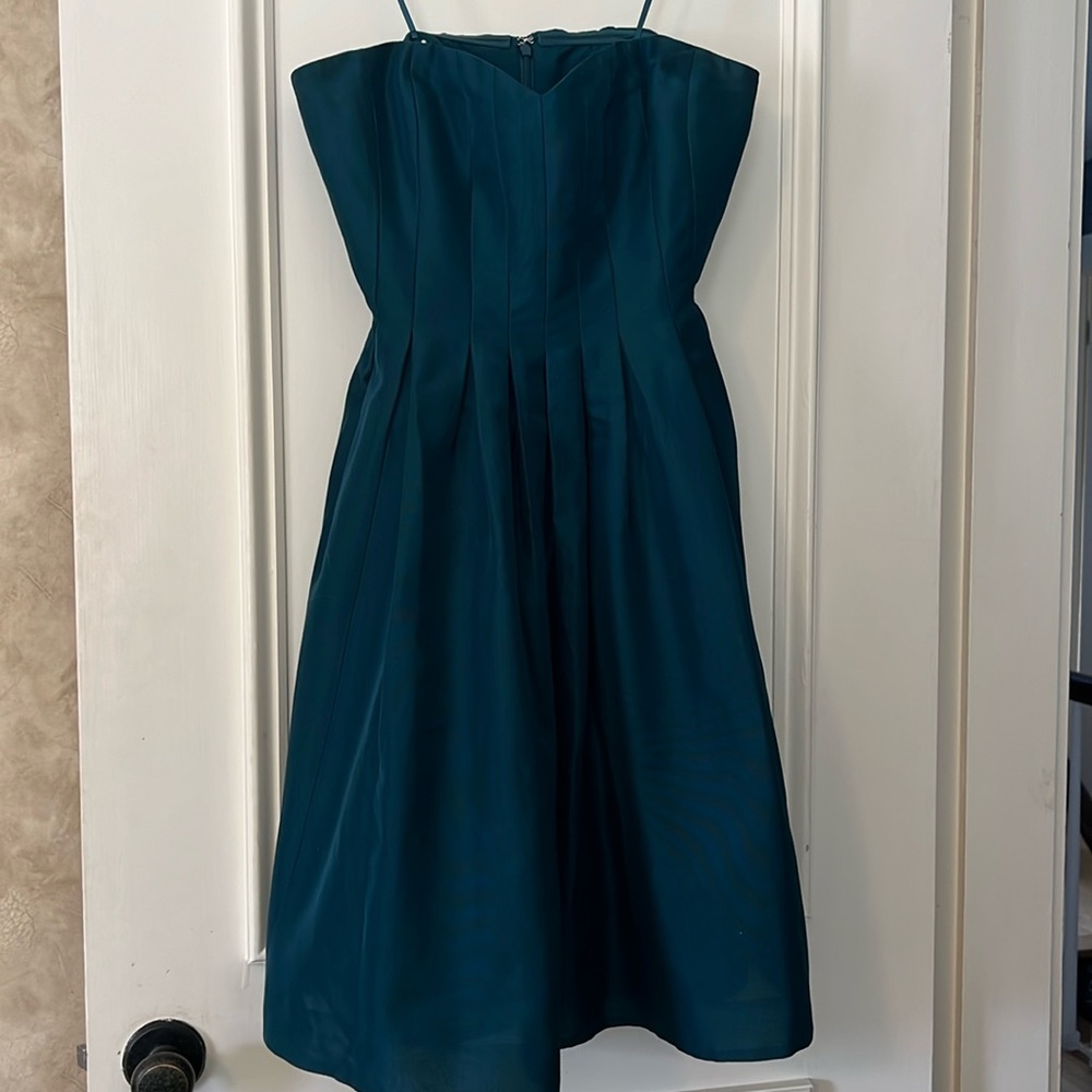 J. Crew Strapless Day to Night Dress dark teal with Pockets